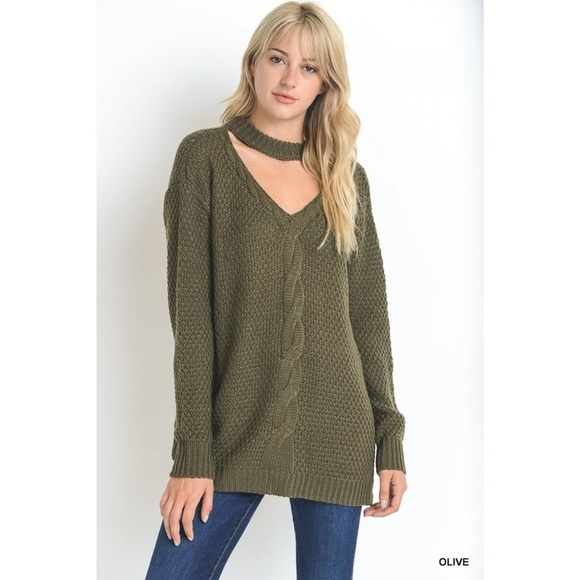 Sweaters - Bianca Sweater Solid Olive Long Sleeves